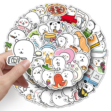 10/30/50PCS Kawaii Animal Stickers Cute JokeBear Sticker Cartoon Kids Toys Luggage Laptop Guitar Car Bike Skateboard DIY Decals (ONLINE ORDER ONLY)
