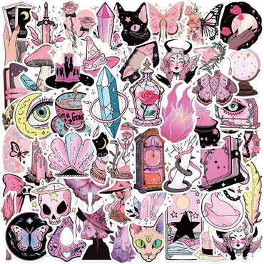 10/30/50PCS Kawaii Pink Witch PVC Sticker Aesthetic Decoration Scrapbooking Colorful Korean Stationery School Supplies for Kids (ONLINE ORDER ONLY)