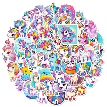 10/50pcs Cartoon Cute Rainbow Unicorn Stickers Aesthetic Scrapbooking Laptop Travel Luggage Laptop Wall Car Decoration Sticker (ONLINE ORDER ONLY)