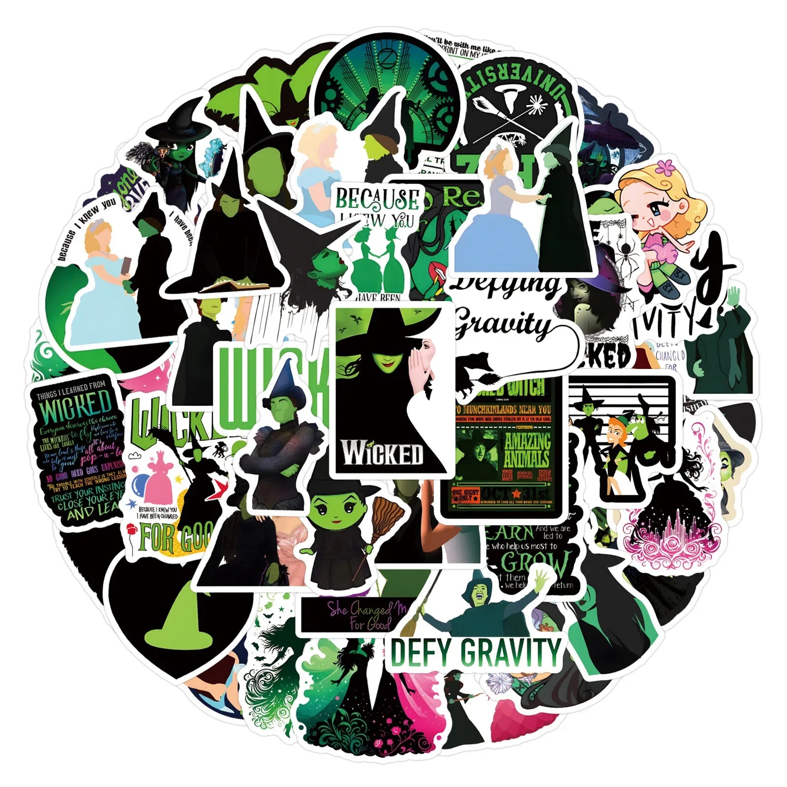 Wicked Witch Stickers Decals for Luggage, Laptop, Phone, Guitar, Bike, Skateboard - 10/30/55PCS (ONLINE ORDER ONLY)