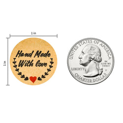 100-500pcs Handmade With Love Stickers 25mm Brown Wedding Stickers For Party Favors Decoration Envelope Seals Stationery (ONLINE ORDER ONLY)