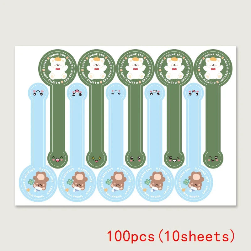 50-100pcs Pink Bear Thank You Stickers Seal Labels Small Business Packaging Sticker for Envelopes Seal Gift Box Decorations (Online Order Only)
