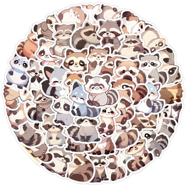 10/50pcs Cute Cartoon Raccoon Personalized Graffiti Waterproof Sticker Animal Diy Mug Mobile Phone Trend Decal Decal Wholesale (Online Order Only)
