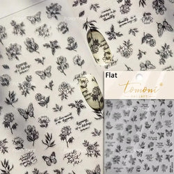 Shiny Butterfly White Pink Purple Romantic Animals Retro Photo Frame Chic Delicate Adhesive Nail Art Stickers 5D Manicure Decals (ONLINE ORDER ONLY)