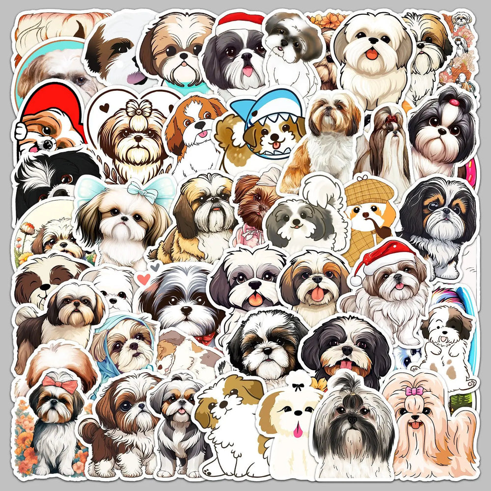 50pcs Cute Shih Tzu Cartoon Stickers for Helmet, Desktop, Wall Decoration (ONLINE ORDER ONLY)