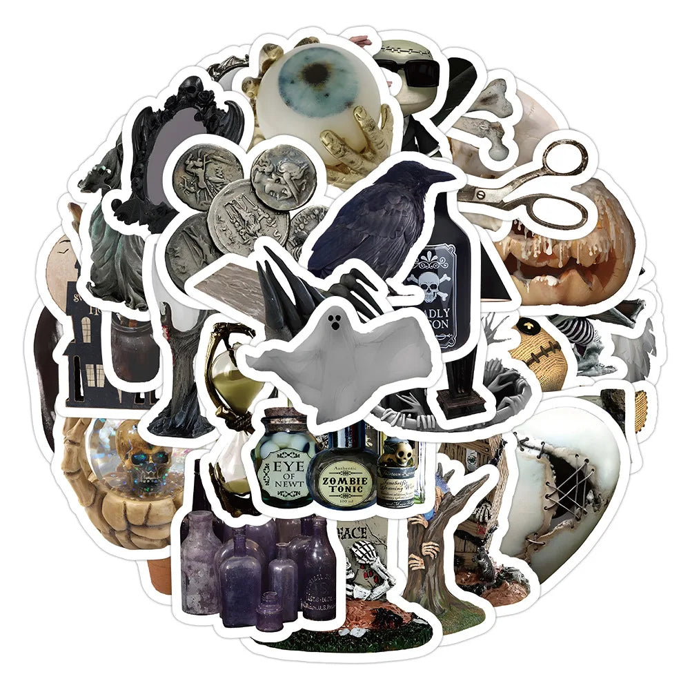 10/30/60PCS Horror Ghost Cartoon Stickers Graffiti Hallowmas Decoration Decals Toys DIY Suitcase Phone Car Laptop Fridge Sticker (ONLINE ORDER ONLY)