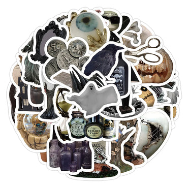 10/30/60PCS Horror Ghost Cartoon Stickers Graffiti Hallowmas Decoration Decals Toys DIY Suitcase Phone Car Laptop Fridge Sticker (ONLINE ORDER ONLY)
