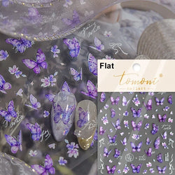 Dreamy Charming Shiny Beautiful Black White Butterfly Flower Love Heart Bowknot 5D Self Adhesive Nail Art Sticker Manicure Decal (ONLINE ORDER ONLY)