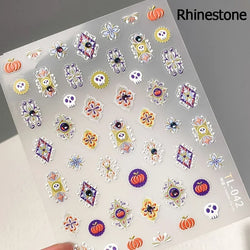 Halloween Ghost Pumpkin Bat Coffin Cat Spider Demon Jelly Self Adhesive Nail Art Sticker Terrifying Candy Candle Manicure Decals (ONLINE ORDER ONLY)