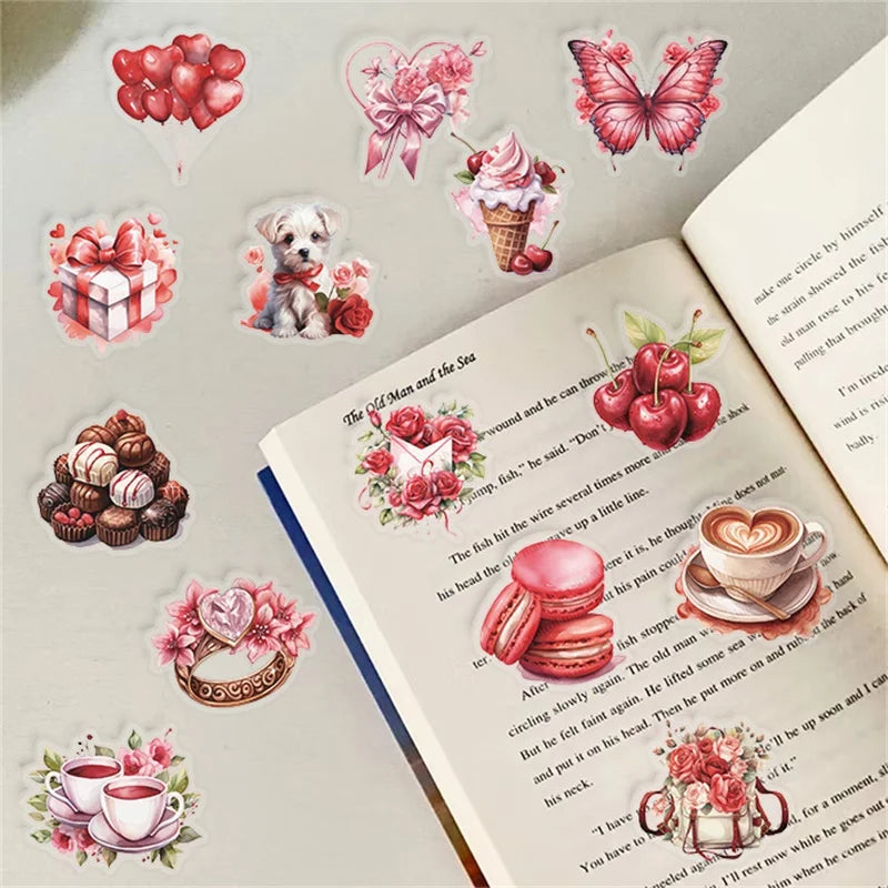 50PCS Kawaii Red Love PET Sticker Aesthetic Decoration Scrapbooking Stationery DIY Hand Accounting Supplies for Kids (ONLINE ORDER ONLY)