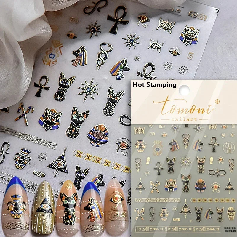 Cute Cat Eye Fishbone Animals Leopard Cat Ginger Cat Kitten Exclamation Point Paw Self Adhesive Nail Art Sticker Manicure Decals (ONLINE ORDER ONLY)