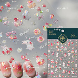 Strawberry Retro Lace Border  Flower Lovely Fruit Pearl Pendant Leaves Self Adhesive Nail Art Stickers Manicure Decal Wholesale (Online Order Only)
