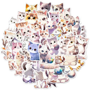 10/30/50pcs Cute Animal Cat Cartoon Stickers Kawaii Decals Laptop Scrapbook Phone Suitcase Stationery Sticker Kids Classic Toy (ONLINE ORDER ONLY)