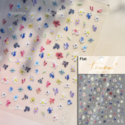 Colourful Dried Flower Petal Texture Peach Blossom Orchid Fragrant Bouquet 5D 3D Self Adhesive Nail Art Stickers Manicure Decals (ONLINE ORDER ONLY)