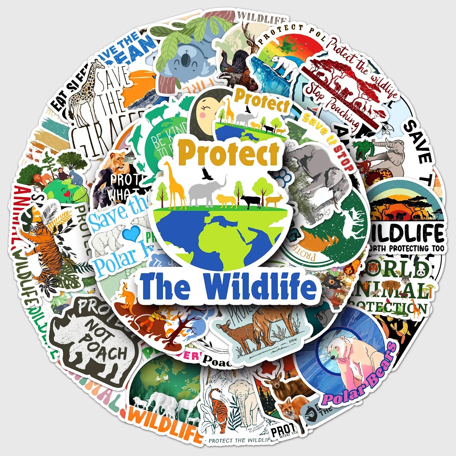 50Pcs Animal Cartoon Waterproof Vinyl Stickers for Skateboard Snowboard (ONLINE ORDER ONLY)