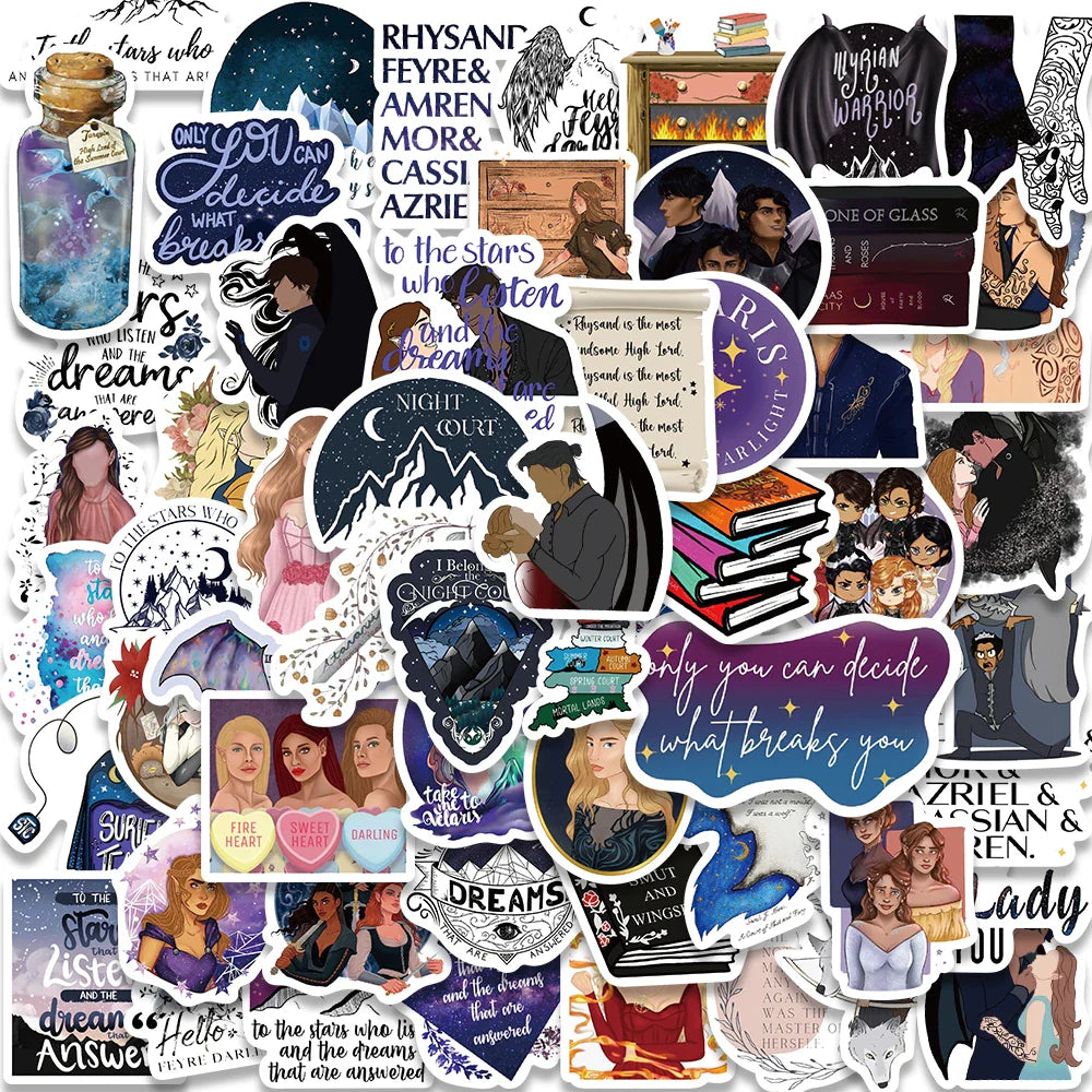 Acotar Vintage Book Stickers 60PCS for Laptop Phone Skateboard Helmet Luggage Aesthetic Decals (ONLINE ORDER ONLY)