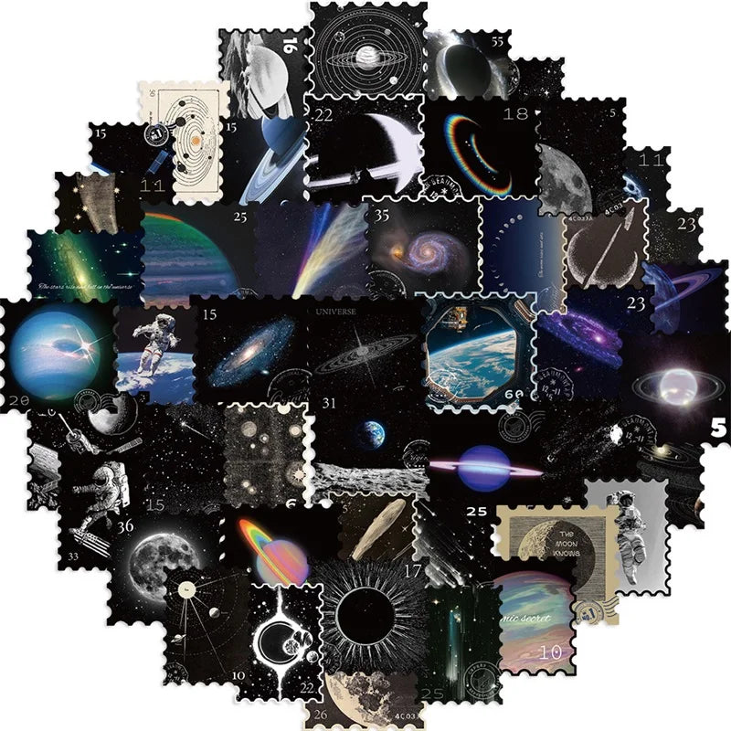 10/30/50PCS Mysterious Universe PVC Sticker Aesthetic Children's DIY Decoration Scrapbooking Stationery Hand Accounting Supplies (ONLINE ORDER ONLY)