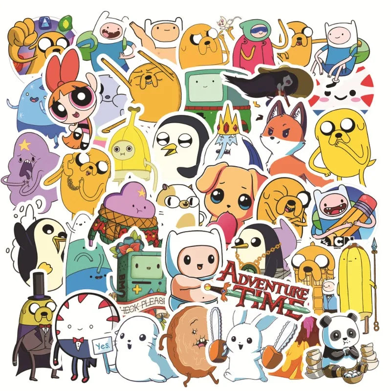50pcs Adventure Time Sticker Pack for Luggage, Water Bottles, Phones, Laptops, Scooters, Refrigerators (Online Order Only)