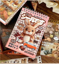 30sheets/book Y2K Retro Cute Bear Food Cut Film Sticker for Laptop Phone Camera Journal Scrapbook Kawaii Decoration Sticker Gift (ONLINE ORDER ONLY)