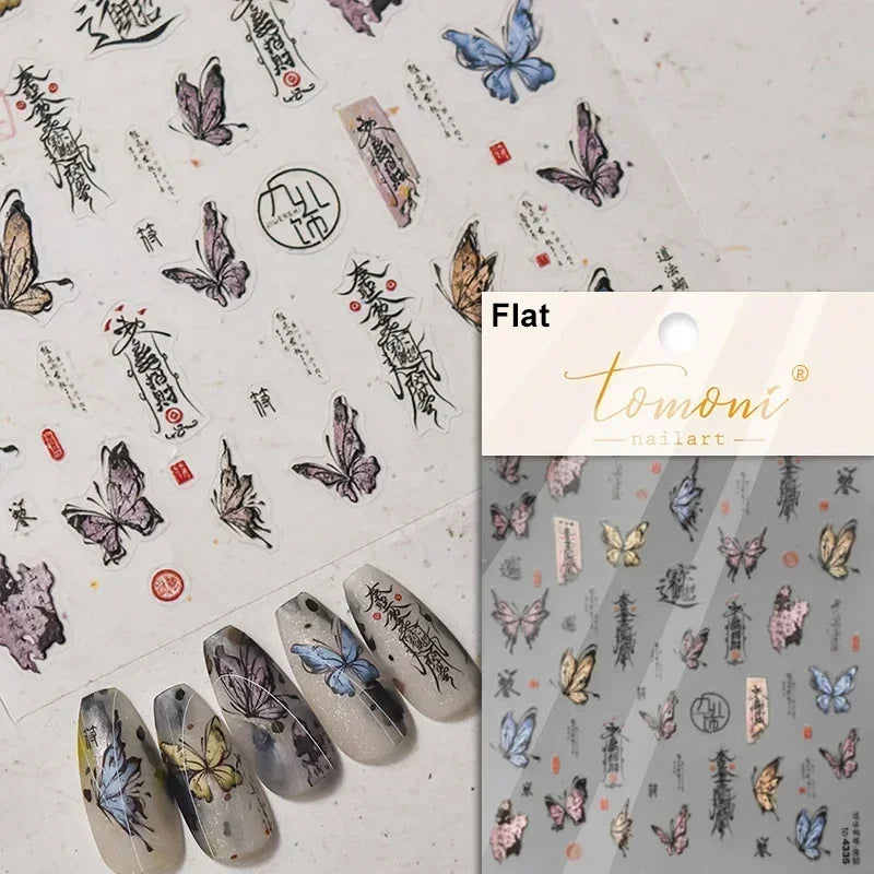 Butterfly Rose Laser Jelly Hot Stamping Lace Letter Flower Love Heart Bowknot 5D Self Adhesive Nail Art Stickers Manicure Decals (ONLINE ORDER ONLY)