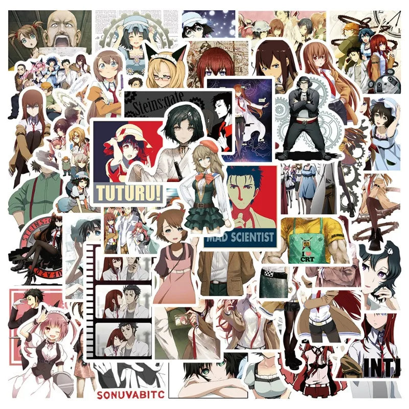 50pcs Steins;Gate Anime Stickers for Laptop, Phone, Suitcase, Water Bottle, Scooter, Refrigerator (Online Order Only)