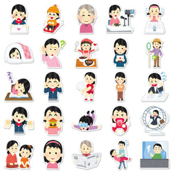 10/30/50PCS Irasutoya Stickers Illustration Graffiti Sticker Funny Cartoon Meme Decoration Laptop Phone Guitar Bike Skateboard (ONLINE ORDER ONLY)