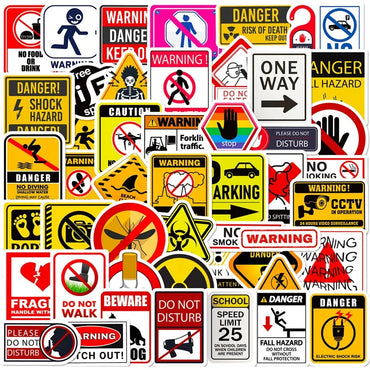 10/30/50PCS Warning Slogans PVC Sticker Aesthetic DIY Children's Decoration Scrapbooking Stationery School Supplies for Kids (ONLINE ORDER ONLY)