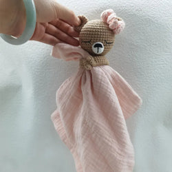 Baby Bib with Sleeping Animals Rattle (ONLINE ORDER ONLY)