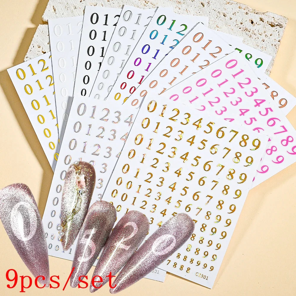 9Pcs 3D Sliver Stars Nails Stickers Bronzing Star Nail Art Decals For DIY Nail Art Decoration Self Adhesive Nail Manicure Parts* (Online Order Only)
