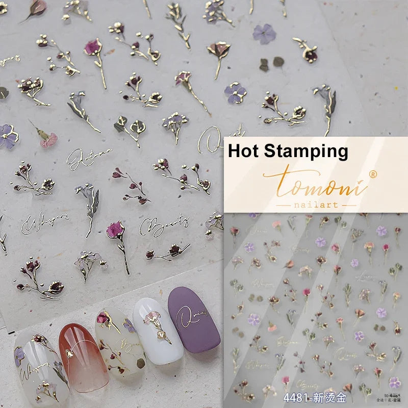 Romantic Candle Holder Lace Rambler Rose Pink Flower Bowknot Candlestick Ribbon Adhesive Nail Art Stickers Shiny Manicure Decals (ONLINE ORDER ONLY)