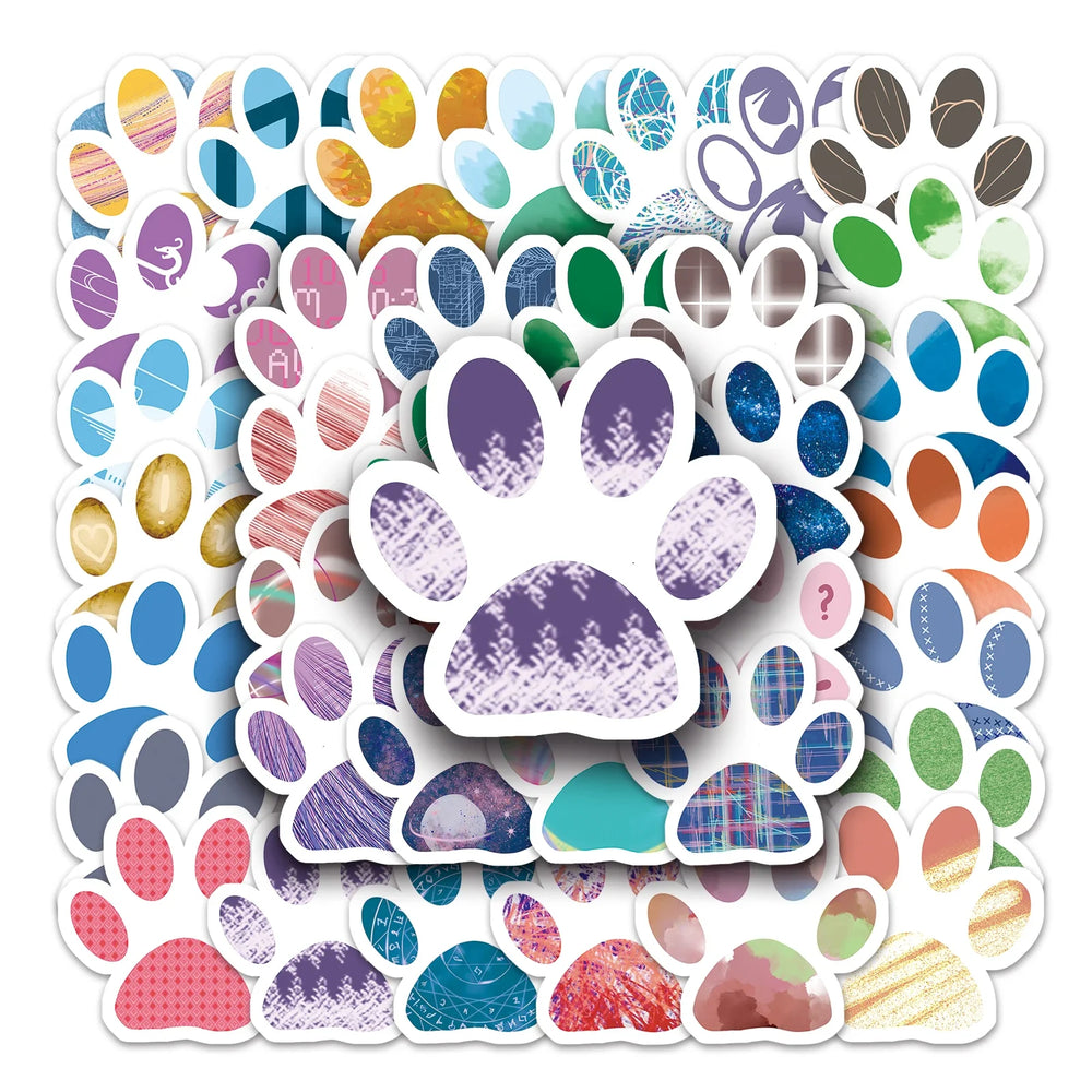50Pcs Dog Paw Print Cartoon Waterproof Vinyl Stickers for Skateboard Snowboard (ONLINE ORDER ONLY)