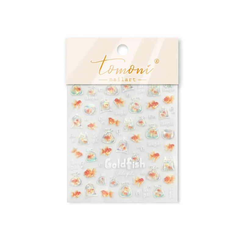 Sackful Starfish Goldfish Jellyfish Seahorse Bubbles Conch Ocean Whale Brocaded Carp Adhesive Nail Art Stickers Manicure Decals (ONLINE ORDER ONLY)