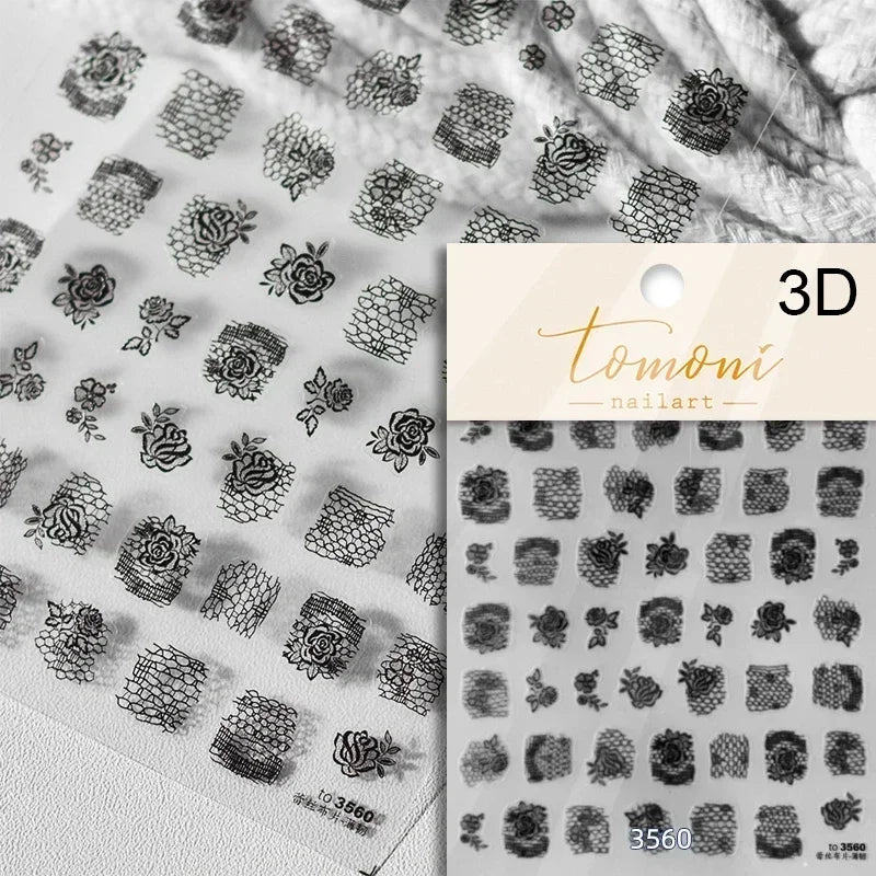 Charming Geometric Black Khaki Brown Grid Houndstooth Snowflake Flat Chic  Adhesive Nail Art Decoration Stickers Manicure Decals (Online Order Only)
