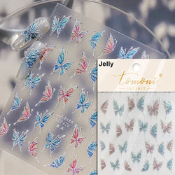 Charming Beautiful Black White Small Butterfly Flower Petal Love Heart Bowknot 5D Self Adhesive Nail Art Sticker Manicure Decals (Online Order Only)