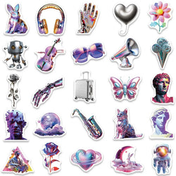 10/30/50PCS Cartoon 3D Steam Wave Laser Graffiti Stickers DIY Waterproof Phone Motorcycle Laptop Suitcase Bike DIY Toys Decals (ONLINE ORDER ONLY)