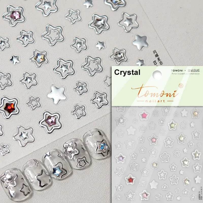 Flat Small Pink Brown Halo Dyeing Love Heart Geometric Leopard Shiny Jelly Chic Embossed Relief Nail Art Stickers Manicure Decal (Online Order Only)
