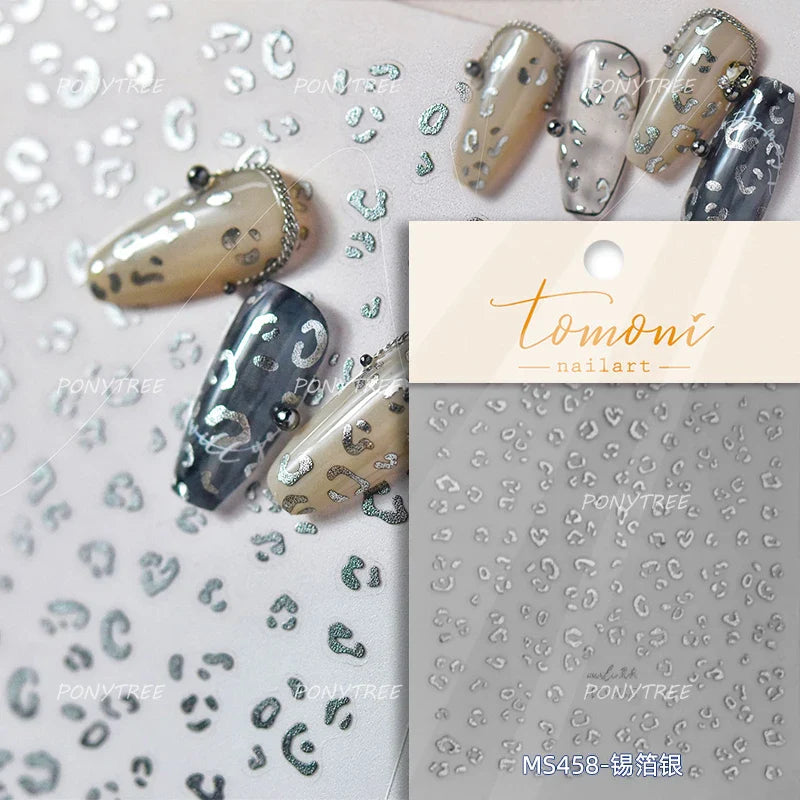 Gold Silver Line Irregular Shape Shiny Rhinestone 5D Bronzing Soft Relief Self Adhesive Nail Art Stickers Nail Decoration Decals (ONLINE ORDER ONLY)