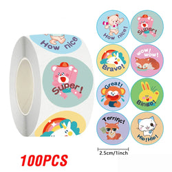 100-500pcs Cute Animal Reward Stickers with Word Motivational Stickers for School Teacher Kids Student Stationery Stickers (ONLINE ORDER ONLY)