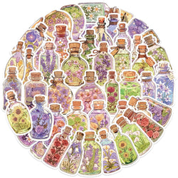 50pcs Colorful Fantasy Glass Flower Stickers Scrapbooking Decorative DIY Stationery Waterproof Journals Notebooks (Online Order Only)
