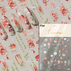 Romantic Pink Peach Blossom Tower Circular Fan Hollowed Window Tassel Pendant Antique Tree Chic Nail Art Stickers Manicure Decal (ONLINE ORDER ONLY)
