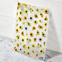 Hot Stamping Colourful Sunflower Starry Night Impressionism Embossment Adhesive Nail Art Sticker Shiny Rhinestone Manicure Decal (Online Order Only)