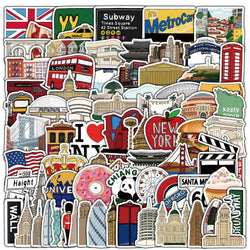 10/30/50/100PCS World Famous Building Stickers Aesthetic Travel Landmark Decals DIY Notebook Suitcase Bike Phone Luggage Sticker (ONLINE ORDER ONLY)