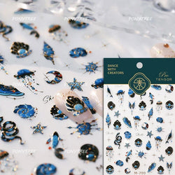Shiny Colourful Marine Shell Starfish Ocean Elements Star Water Bubbles Star Conch Underwater Nail Art Stickers Manicure Decals (ONLINE ORDER ONLY)