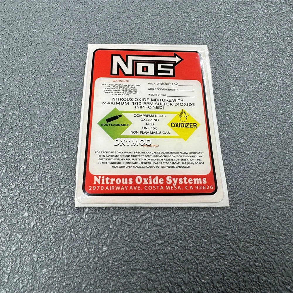 3D Crystal Soft Glue Car Styling for NOS Nitrous Oxide Systems Sticker Warning Bike Auto Fuel Tank Box Decals (ONLINE ORDER ONLY)