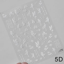 Red Plum Blossom Flower Chinese 3D Self Adhesive Nail Art Decoration Stickers Cheongsam Iris Lily Lotus Vase 5D Manicure Decals (ONLINE ORDER ONLY)
