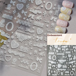 Gird Lace Bowknot Love Heart Flower Fabric Printing Frame Bow Tie Rococo Pattern Daisy Tender Nail Art Stickers Manicure Decals (ONLINE ORDER ONLY)