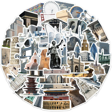 10/65Pcs World Architecture Tourism PVC Stationery Stickers Scrapbooking DIY Diary Album Stick Label (ONLINE ORDER ONLY)