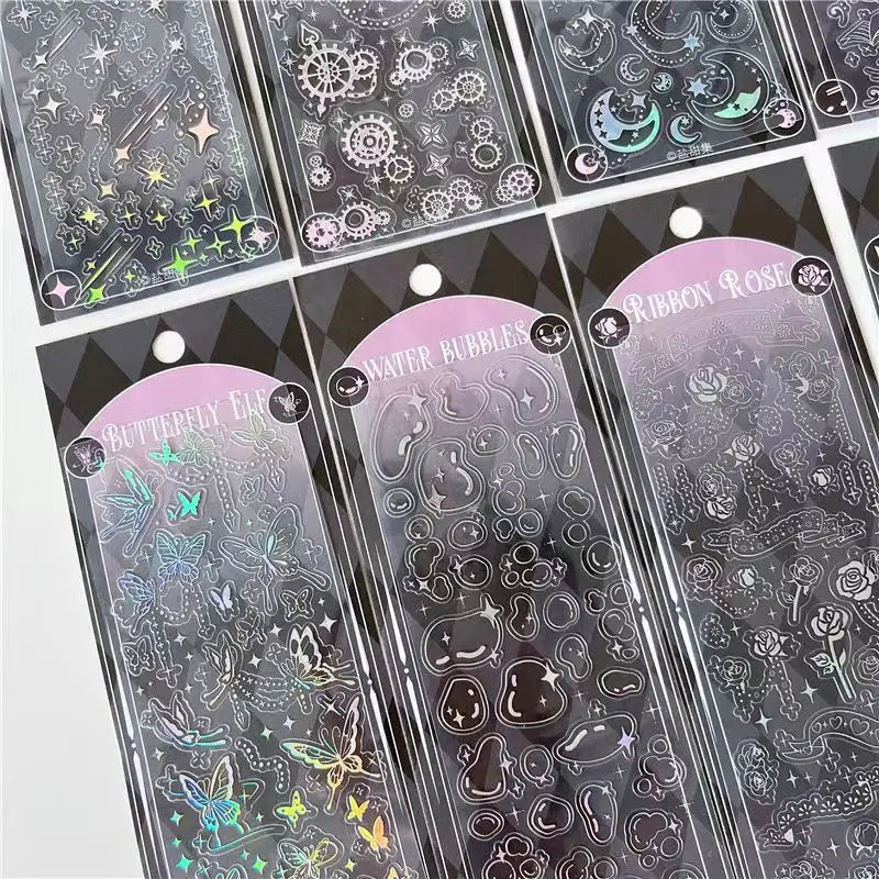 1pcs Hot Silver Laser Stereo Sticker Bright Stars Decorative Adhesive Sticker For Scrapbooking Diary Album Journal DIY Idol Card (Online Order Only)