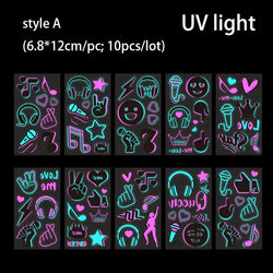 UV Glow Fluorescent Bull Tattoo Stickers Waterproof Body Art Decals (Online Order Only)