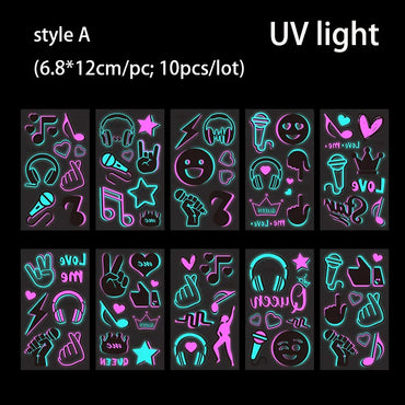 UV Glow Fluorescent Bull Tattoo Stickers Waterproof Body Art Decals (Online Order Only)